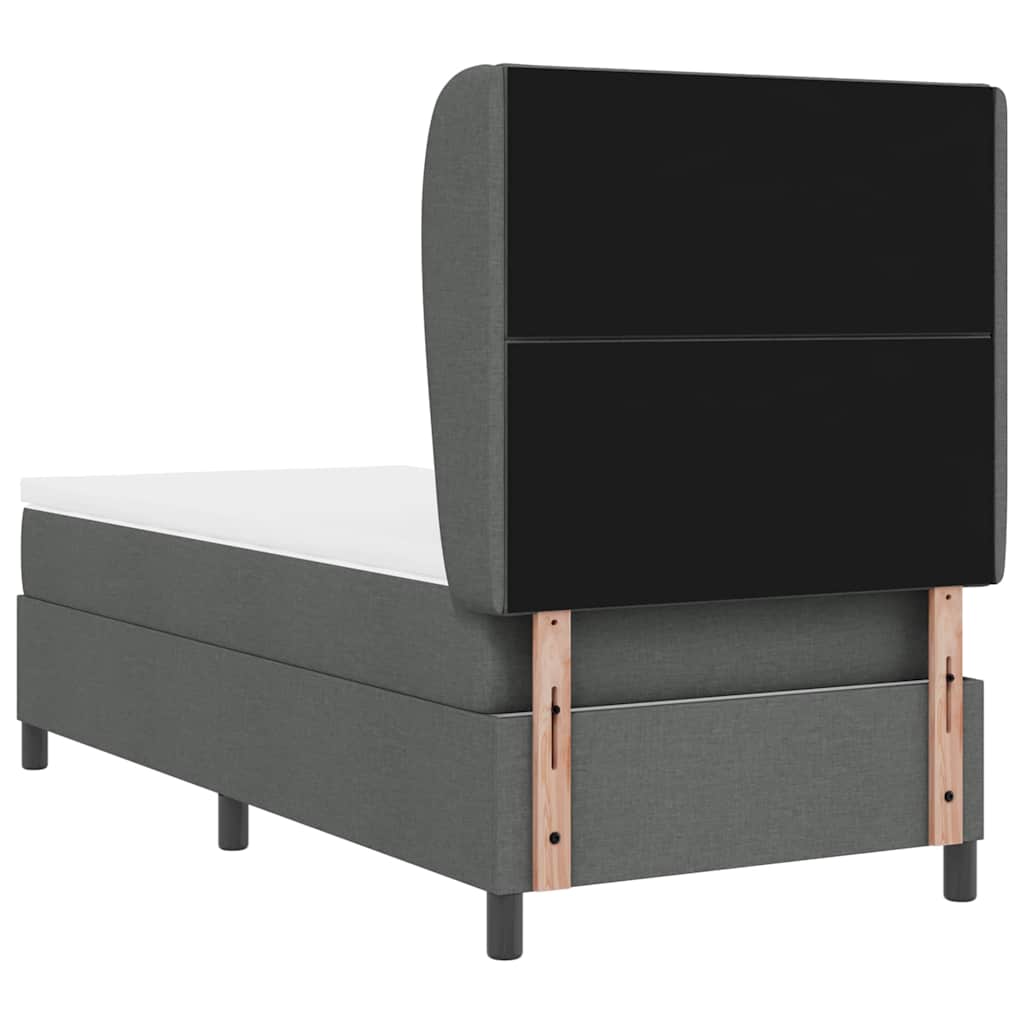 Box spring seng med hovedgærde Mørkegrå 90 x 200 cm Stof
