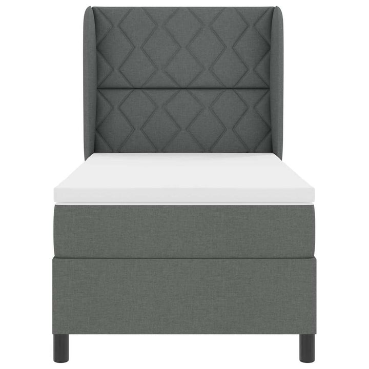 Box spring seng med hovedgærde Mørkegrå 90 x 200 cm Stof
