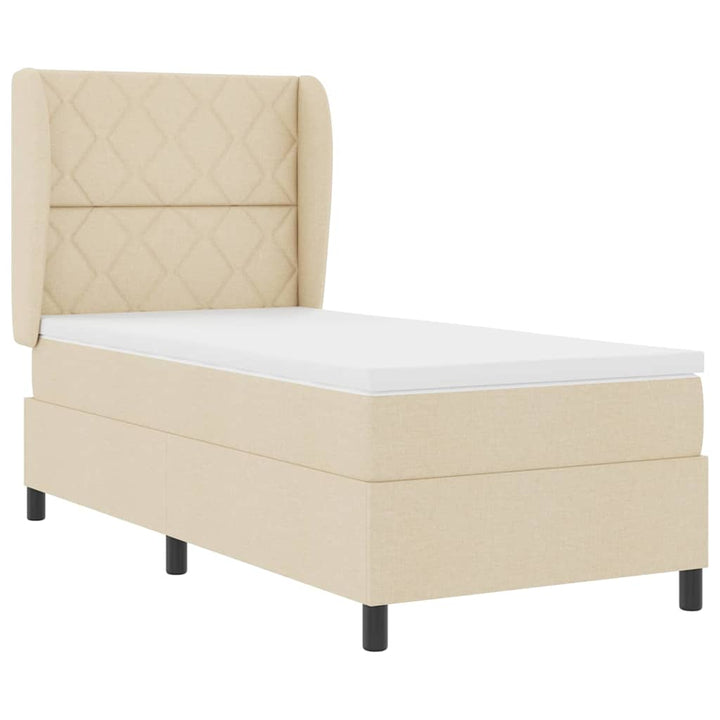 Box spring seng med hovedgærde Creme 90 x 200 cm Stof