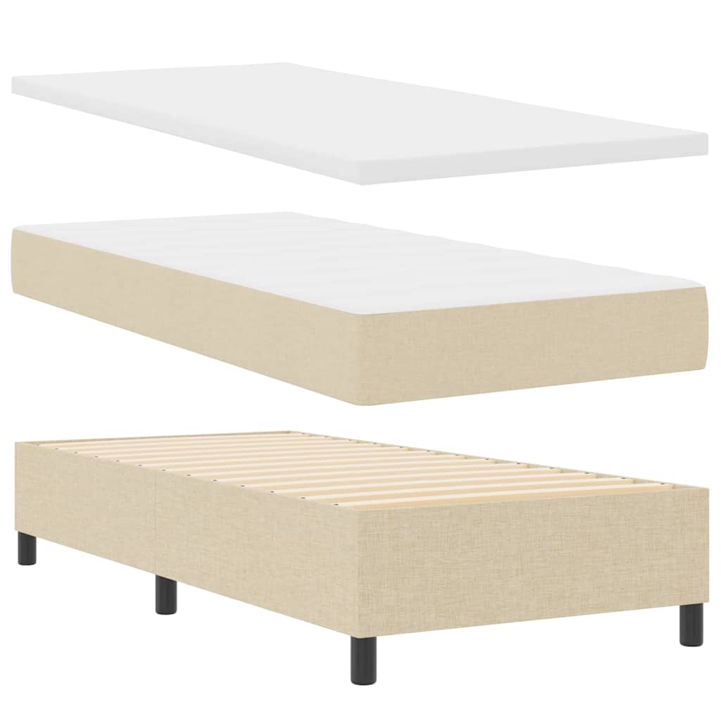 Box spring seng med hovedgærde Creme 90 x 200 cm Stof