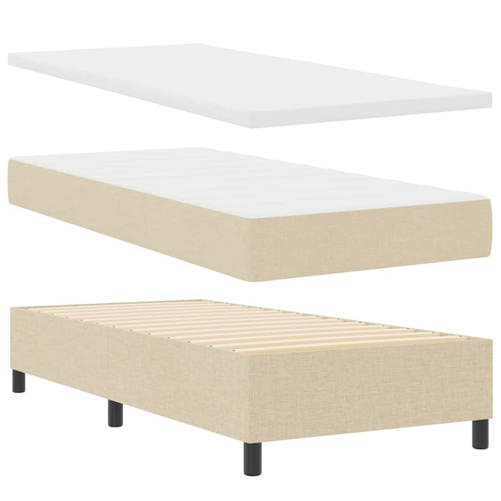 Box spring seng med hovedgærde Creme 90 x 200 cm Stof