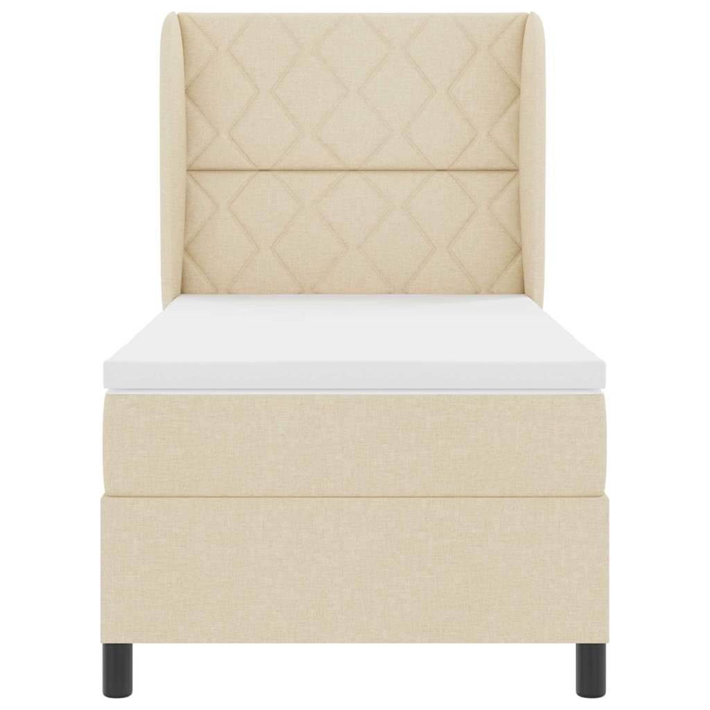 Box spring seng med hovedgærde Creme 90 x 200 cm Stof