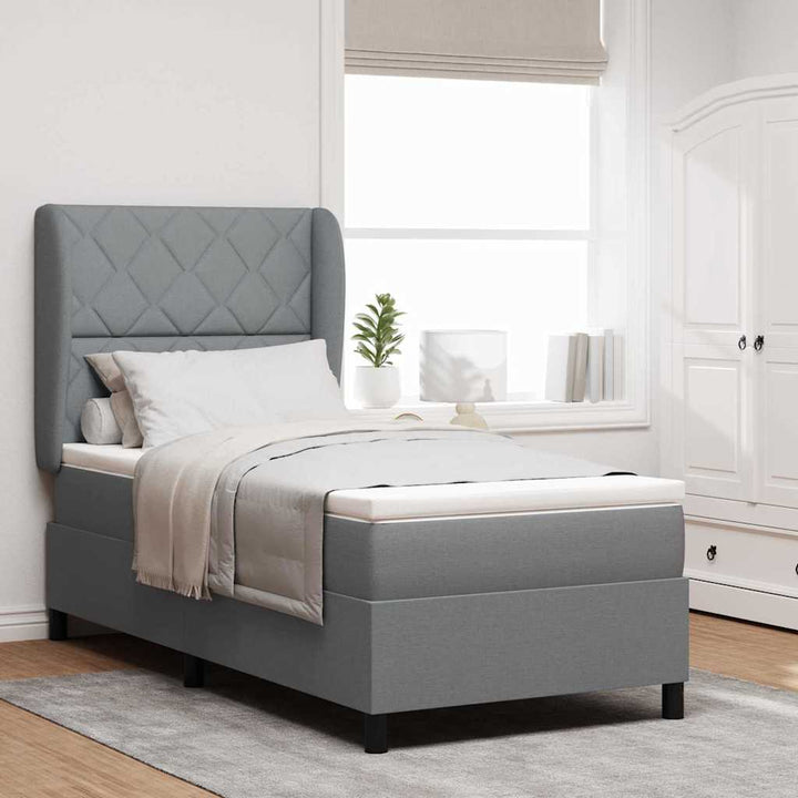 Box spring seng med madras Lysegrå 100 x 200 cm Stof