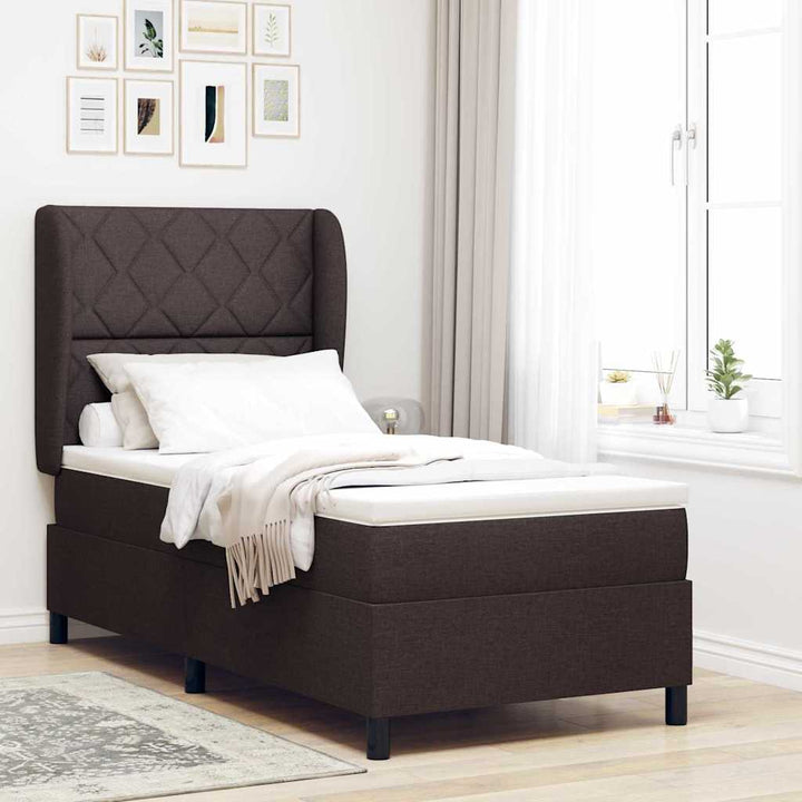 Box spring seng med madras Mørkebrun 100 x 200 cm Stof