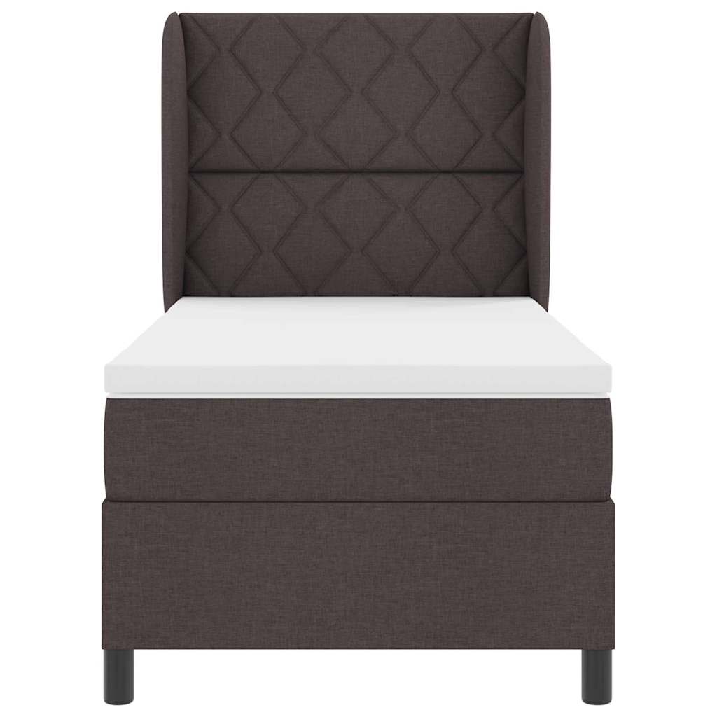 Box spring seng med madras Mørkebrun 100 x 200 cm Stof