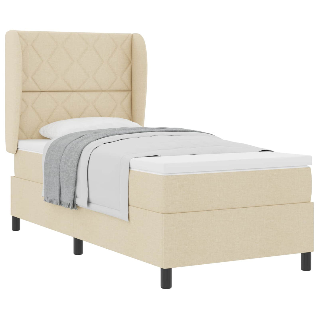 Box spring seng med madras Creme 100 x 200 cm Stof