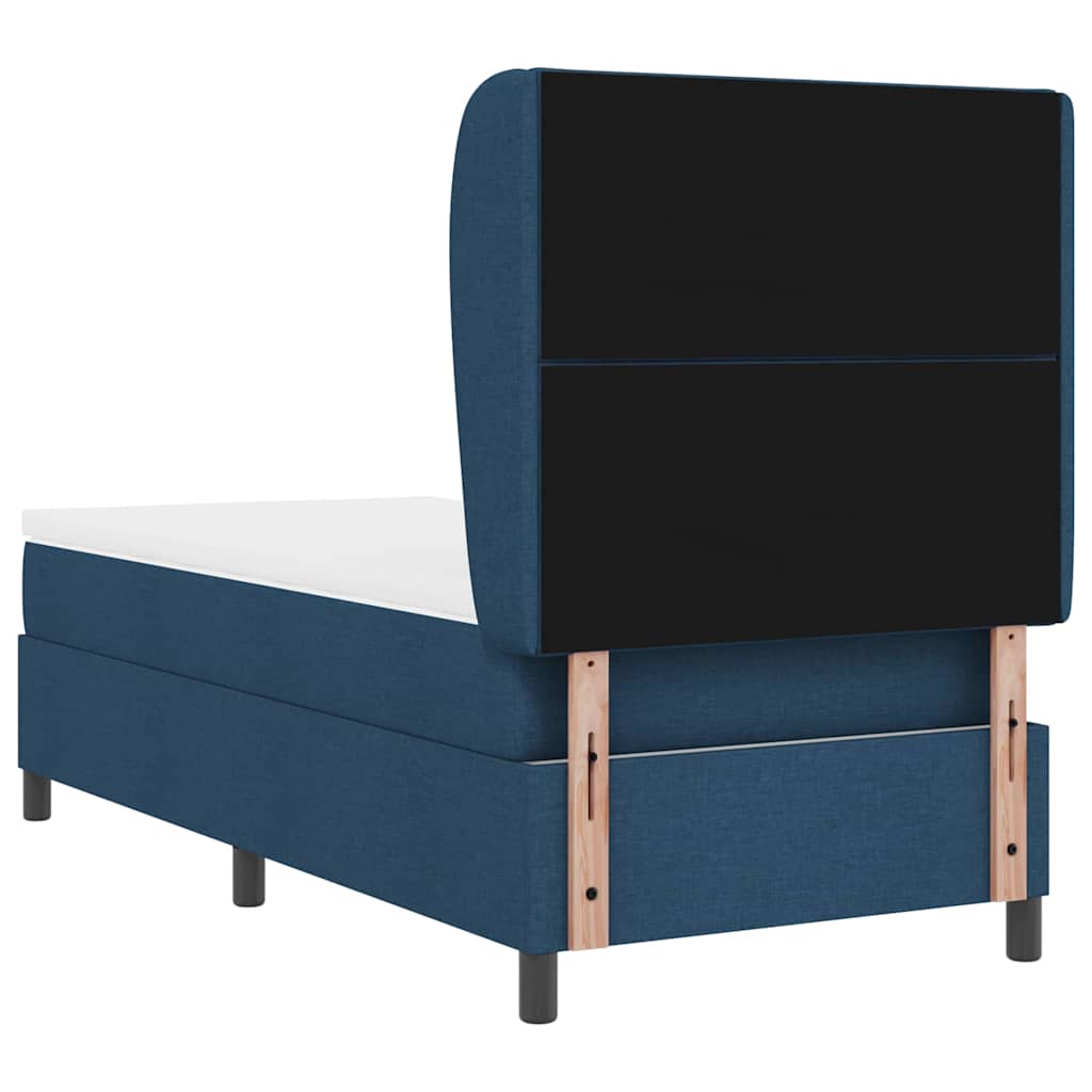 Box spring seng med madras med hovedgærde Blå 100 x 200 cm Stof