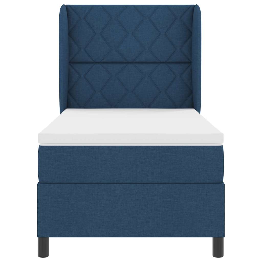 Box spring seng med madras med hovedgærde Blå 100 x 200 cm Stof
