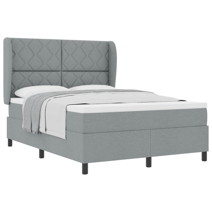 Box spring seng med hovedgærde Lysegrå 140 x 190 cm Stof