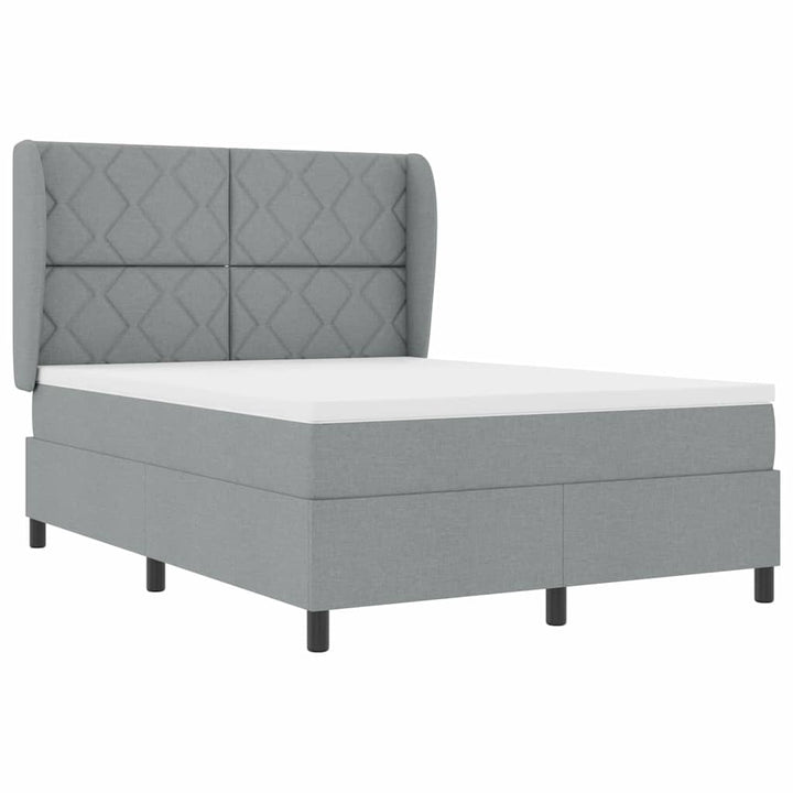 Box spring seng med hovedgærde Lysegrå 140 x 190 cm Stof