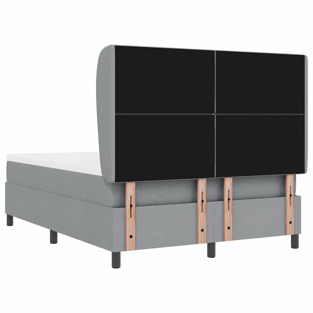 Box spring seng med hovedgærde Lysegrå 140 x 190 cm Stof