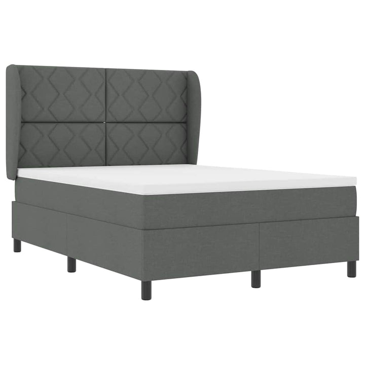Box spring seng med hovedgærde Mørkegrå 140 x 190 cm Stof
