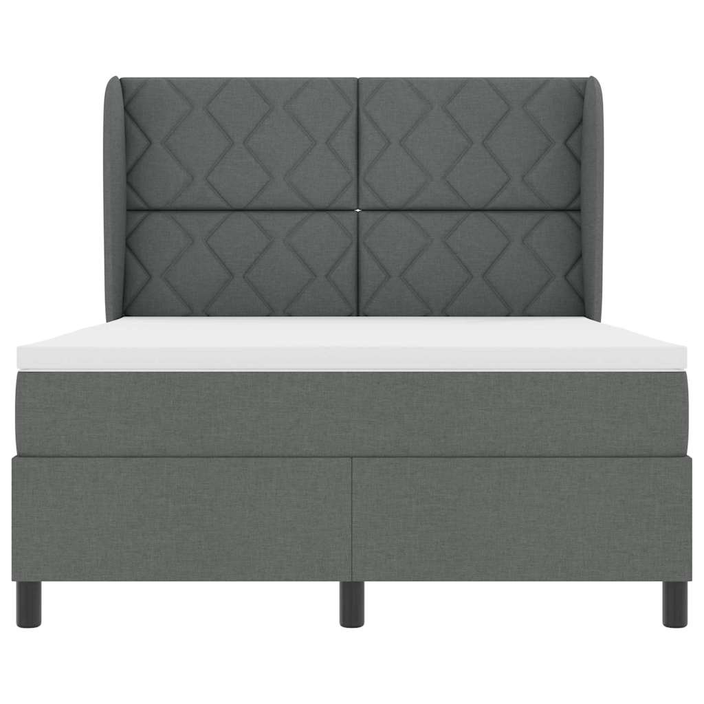 Box spring seng med hovedgærde Mørkegrå 140 x 190 cm Stof