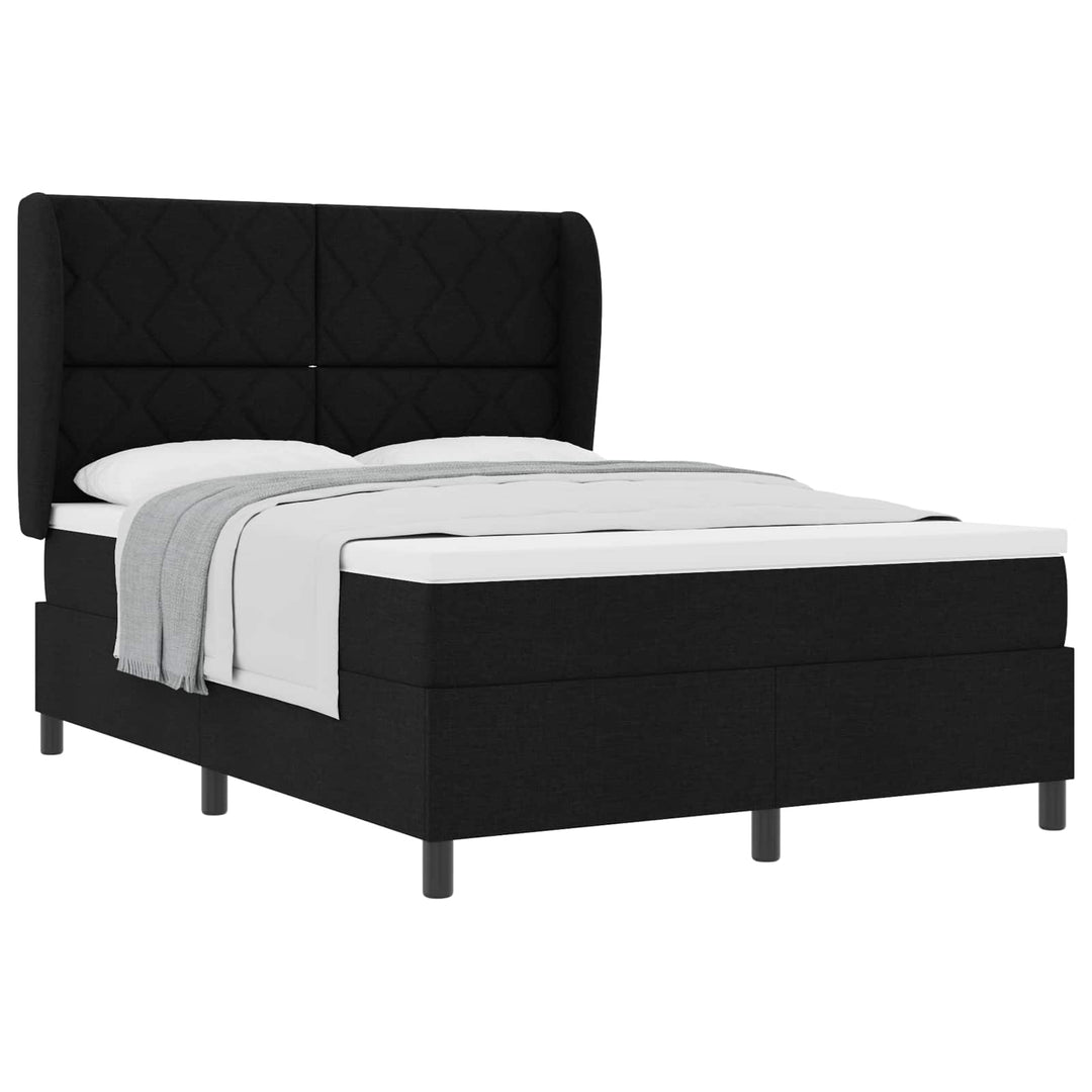 Box spring seng med hovedgærde Sort 140 x 190 cm Stof
