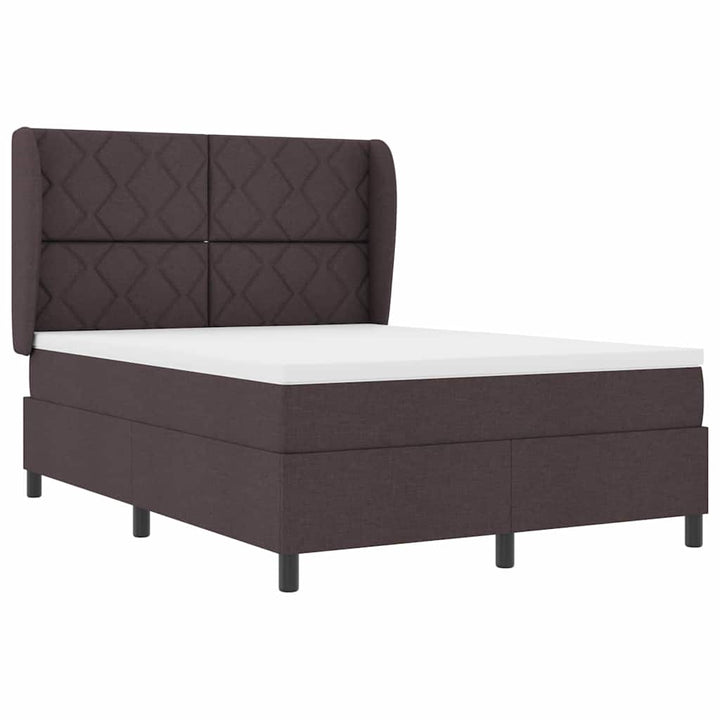 Box spring seng med hovedgærde Mørkebrun 140 x 190 cm Stof
