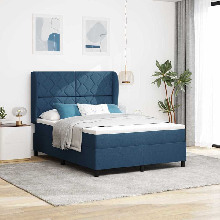 Box spring seng med hovedgærde Blå 140 x 190 cm Stof