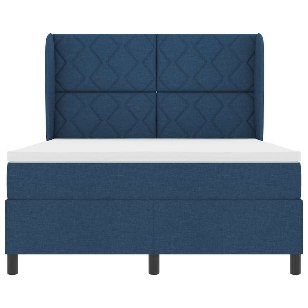 Box spring seng med hovedgærde Blå 140 x 190 cm Stof
