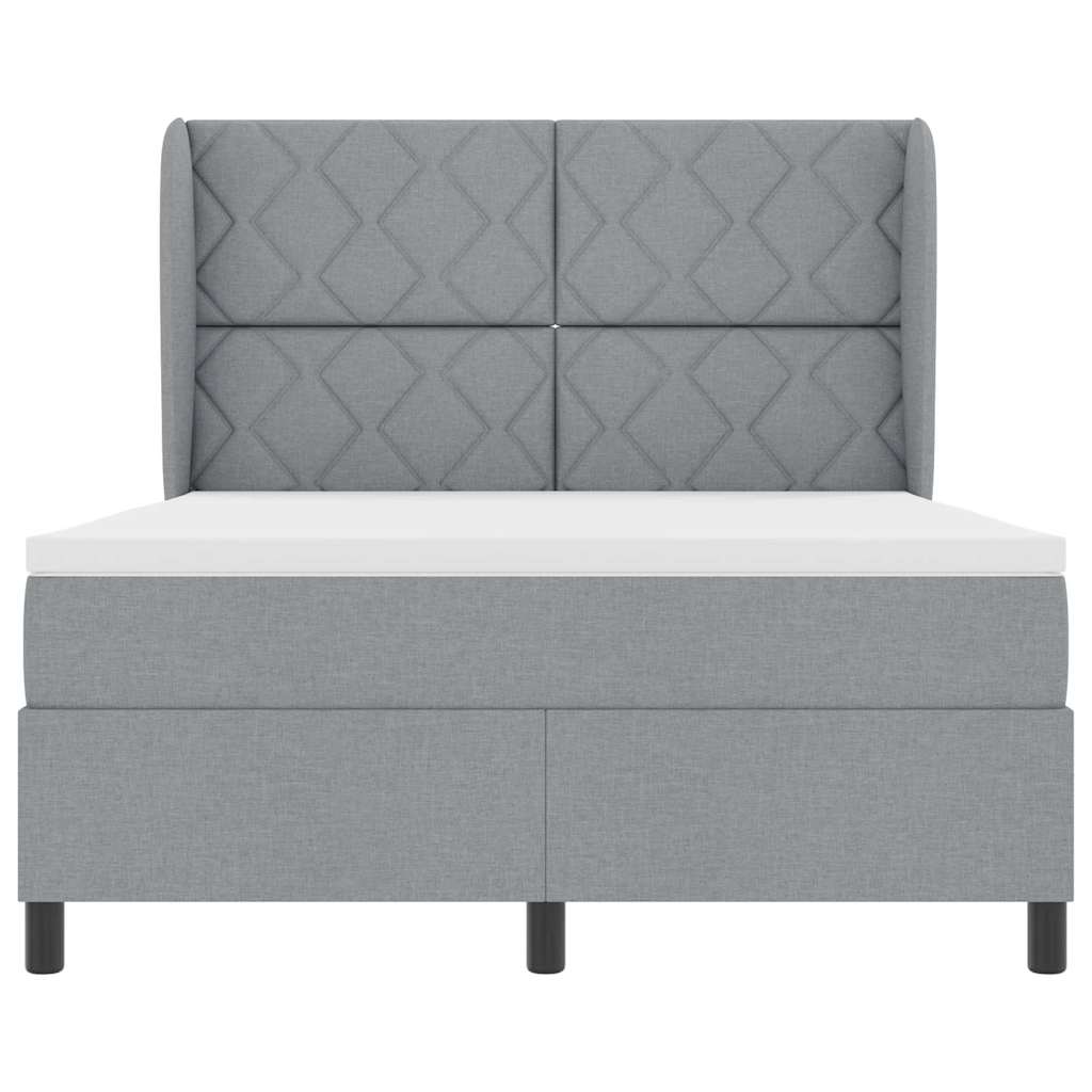 Box spring seng med hovedgærde Lysegrå 140 x 200 cm Stof
