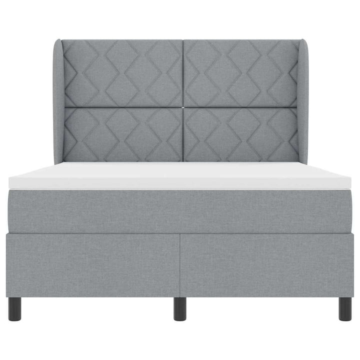 Box spring seng med hovedgærde Lysegrå 140 x 200 cm Stof