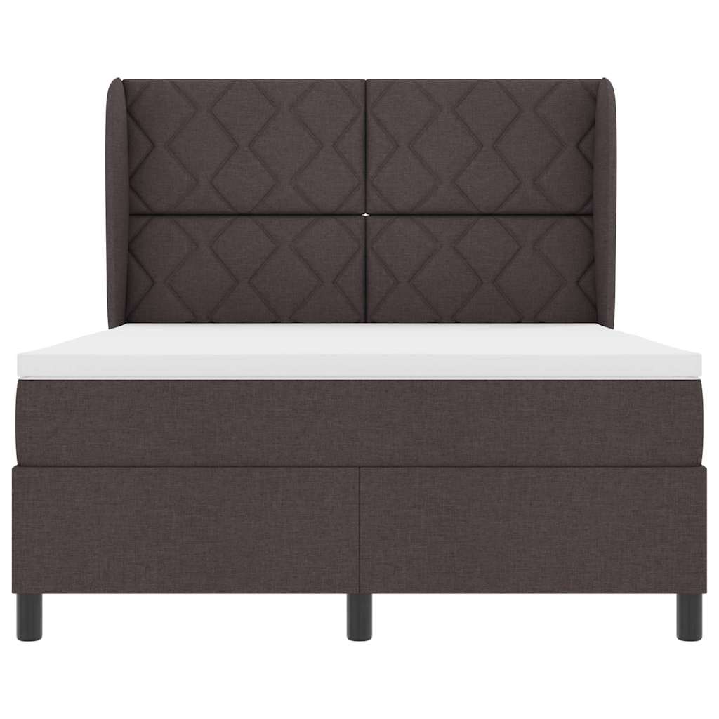 Box spring seng med hovedgærde Mørkebrun 140 x 200 cm Stof