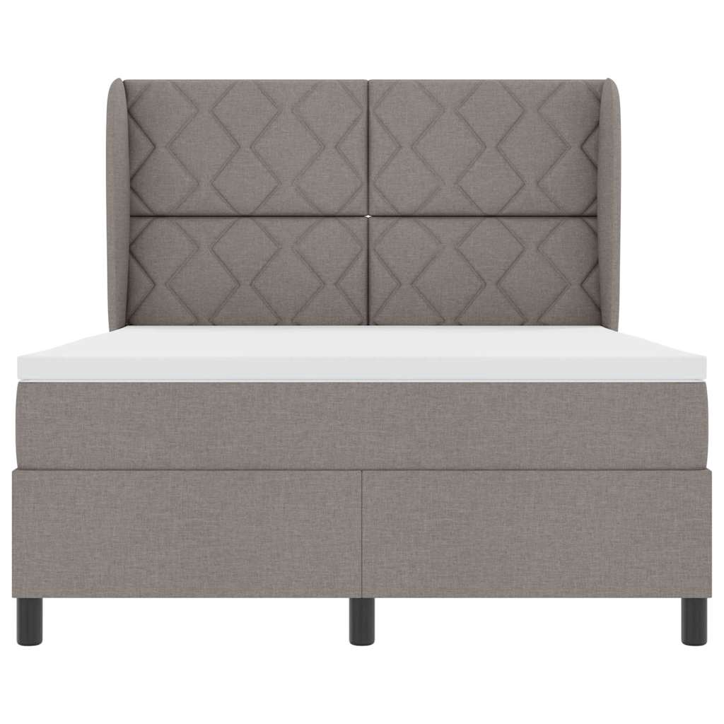 Box spring seng med hovedgærde Gråbrun 140 x 200 cm Stof