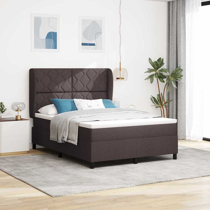 Box spring seng med hovedgærde Mørkebrun 160 x 200 cm Stof
