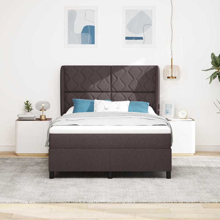 Box spring seng med hovedgærde Mørkebrun 160 x 200 cm Stof
