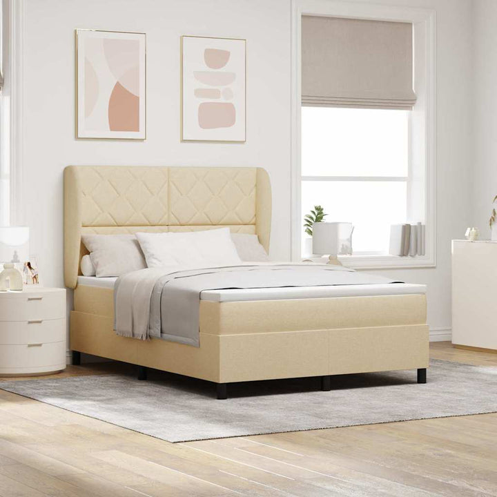 Box spring seng med hovedgærde Creme 160 x 200 cm Stof