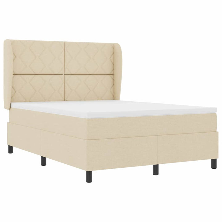 Box spring seng med hovedgærde Creme 160 x 200 cm Stof