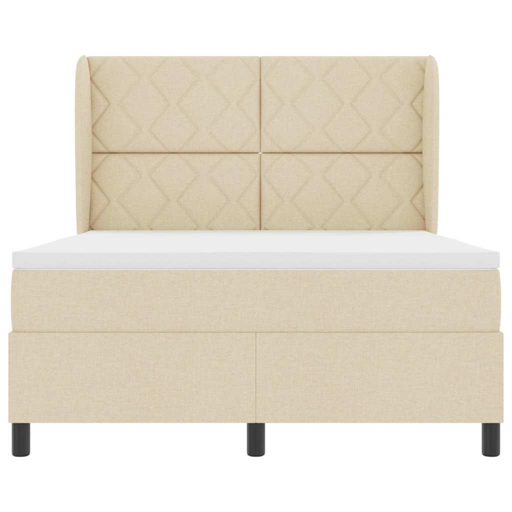Box spring seng med hovedgærde Creme 160 x 200 cm Stof