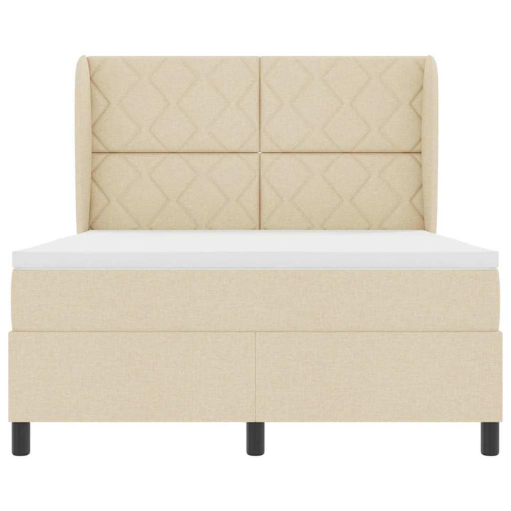 Box spring seng med hovedgærde Creme 160 x 200 cm Stof