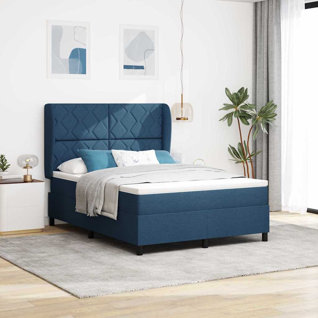Box spring seng med hovedgærde Blå 160 x 200 cm Stof