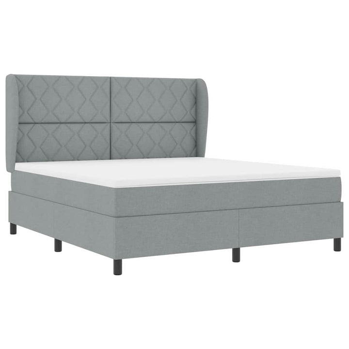 Box spring seng med hovedgærde Lysegrå 180 x 200 cm Stof