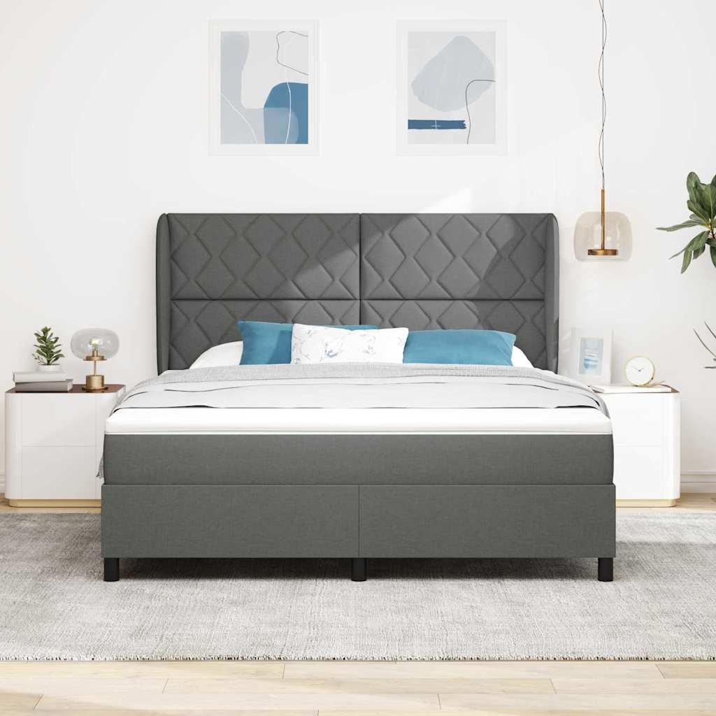Box spring seng med hovedgærde Mørkegrå 180 x 200 cm Stof