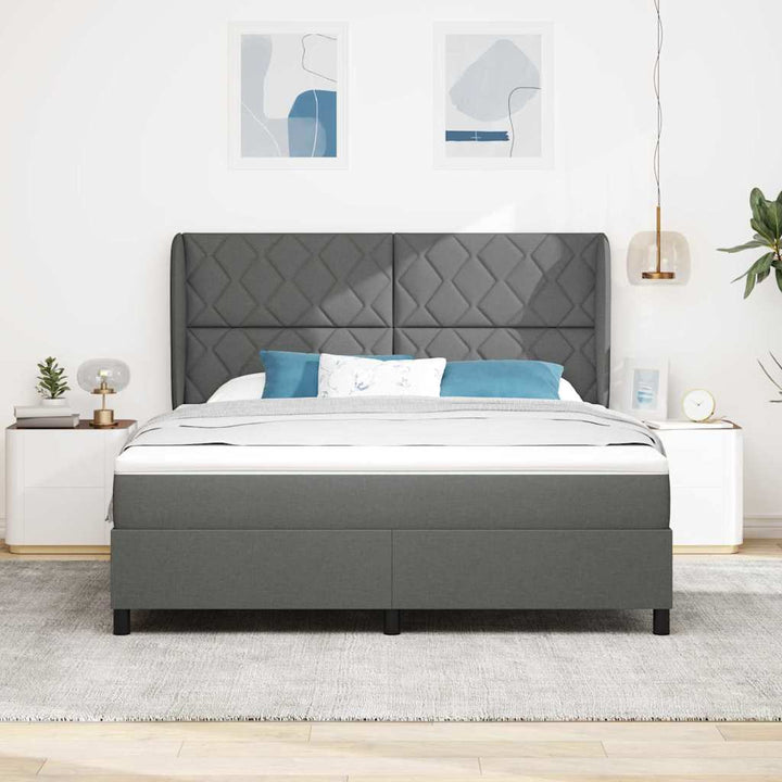 Box spring seng med hovedgærde Mørkegrå 180 x 200 cm Stof
