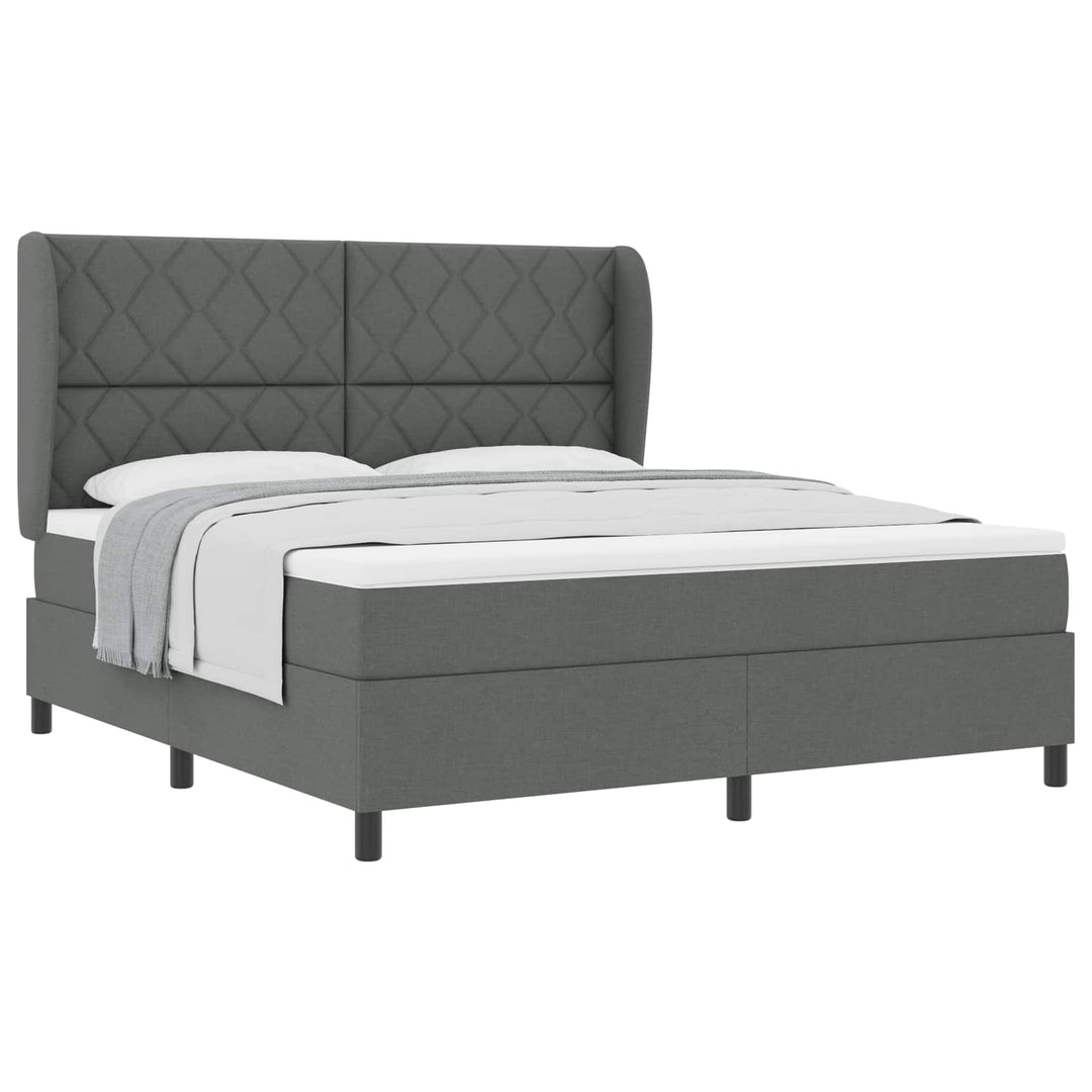 Box spring seng med hovedgærde Mørkegrå 180 x 200 cm Stof