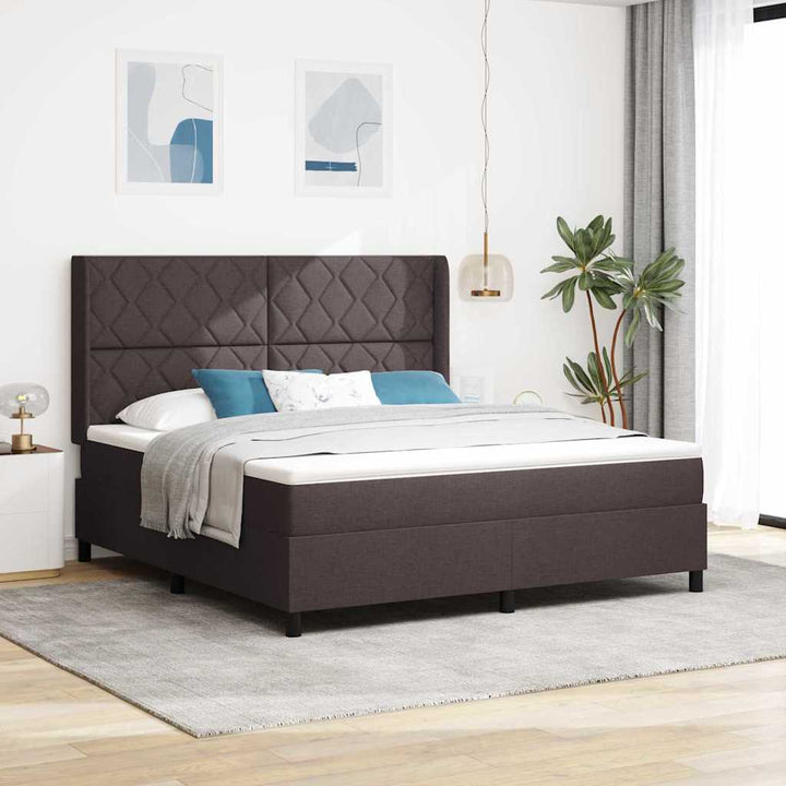 Box spring seng med hovedgærde Mørkebrun 180 x 200 cm Stof