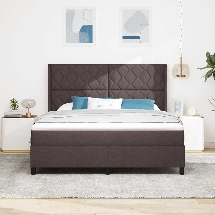 Box spring seng med hovedgærde Mørkebrun 180 x 200 cm Stof