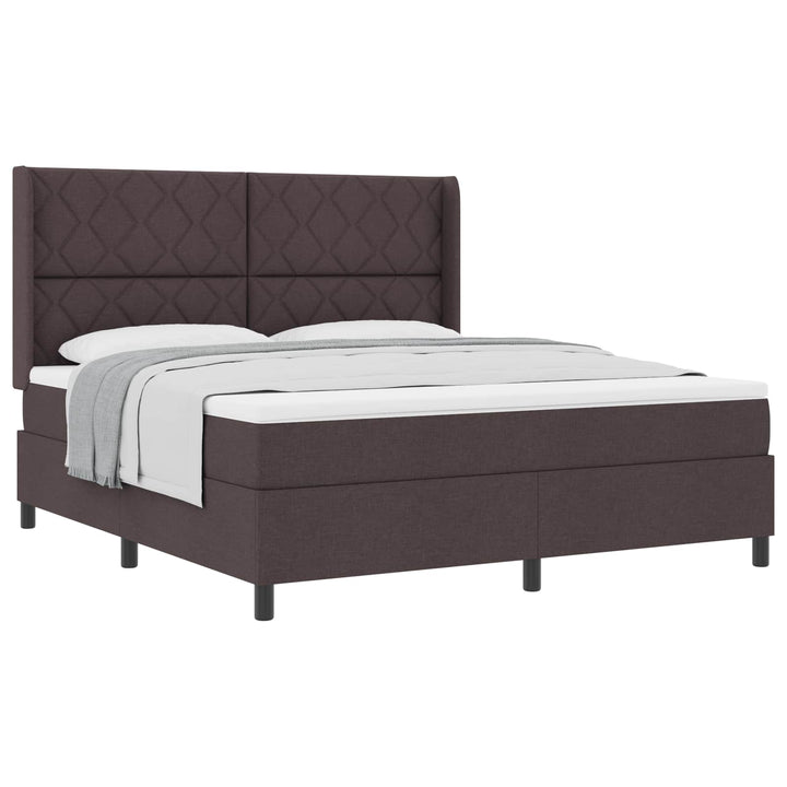 Box spring seng med hovedgærde Mørkebrun 180 x 200 cm Stof