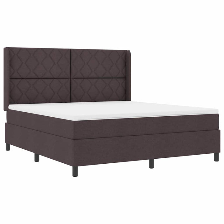 Box spring seng med hovedgærde Mørkebrun 180 x 200 cm Stof