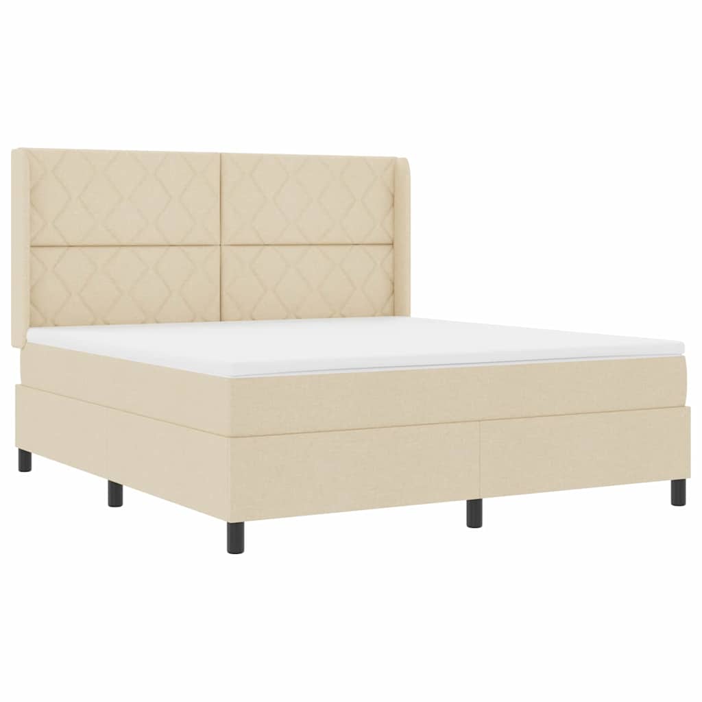 Box spring seng med hovedgærde Creme 180 x 200 cm Stof