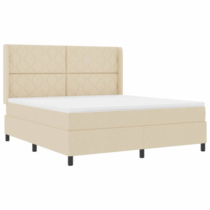 Box spring seng med hovedgærde Creme 180 x 200 cm Stof