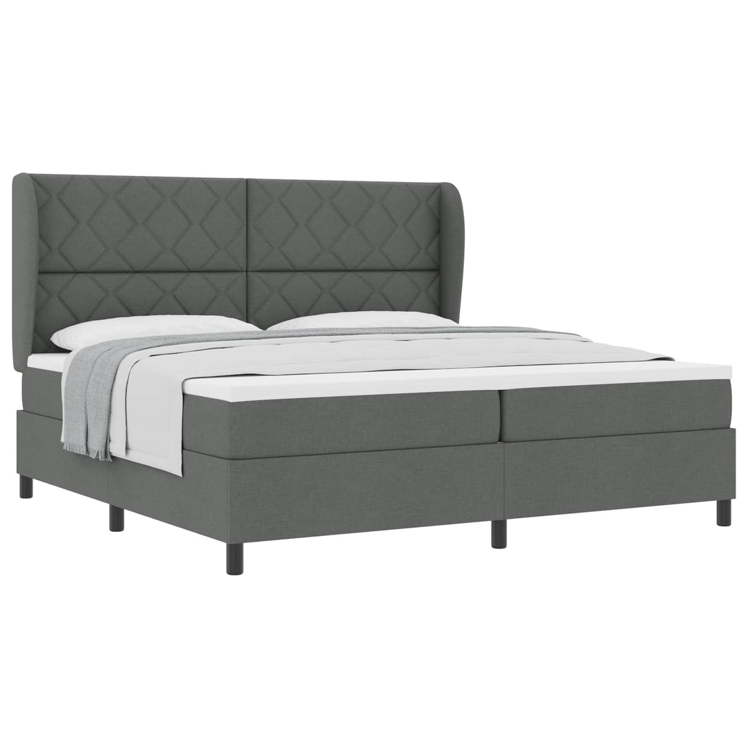 Box spring seng med hovedgærde Mørkegrå 200 x 200 cm Stof