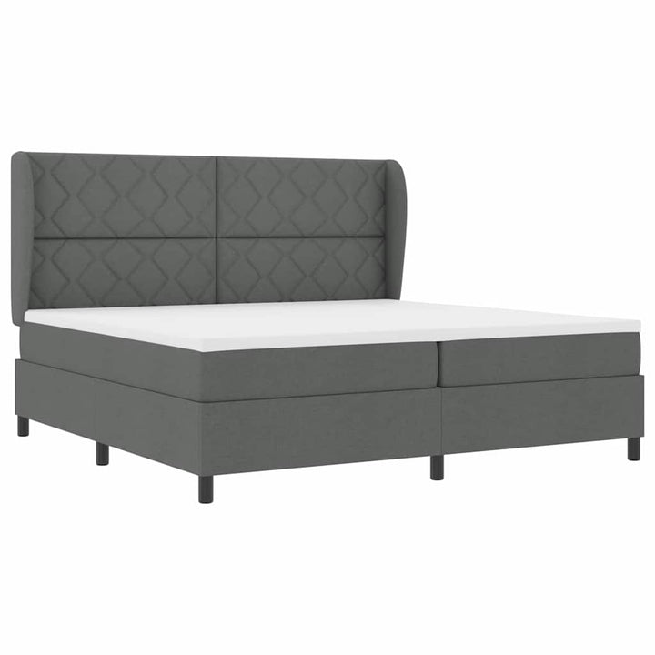 Box spring seng med hovedgærde Mørkegrå 200 x 200 cm Stof