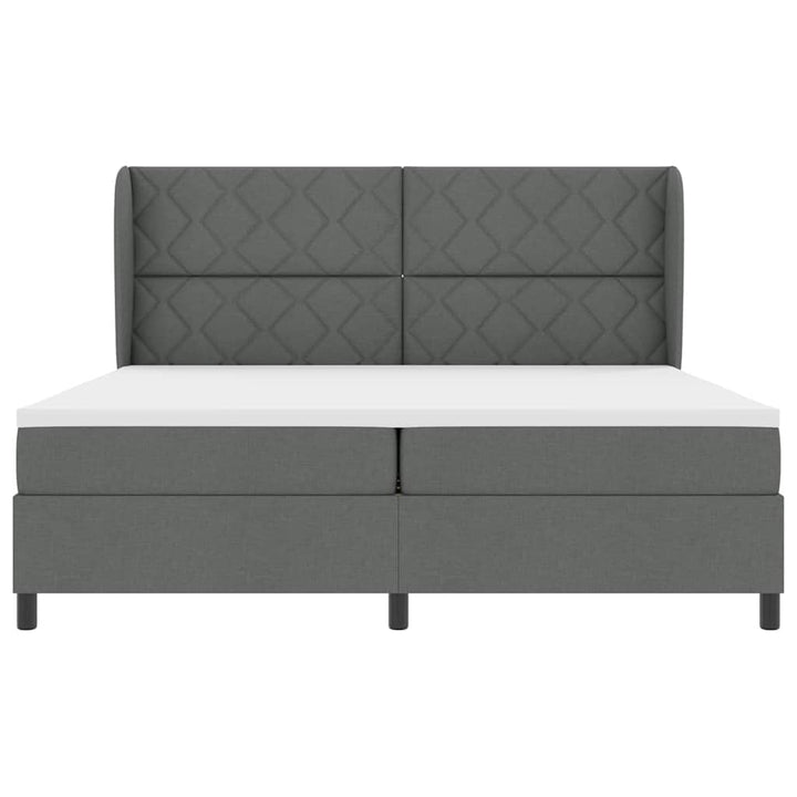 Box spring seng med hovedgærde Mørkegrå 200 x 200 cm Stof