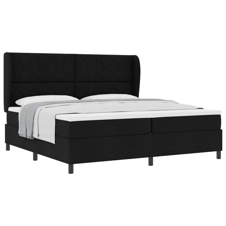 Box spring seng med madras Sort 200 x 200 cm Stof