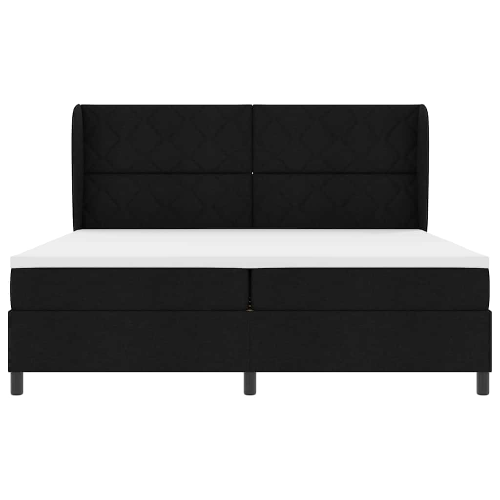 Box spring seng med madras Sort 200 x 200 cm Stof