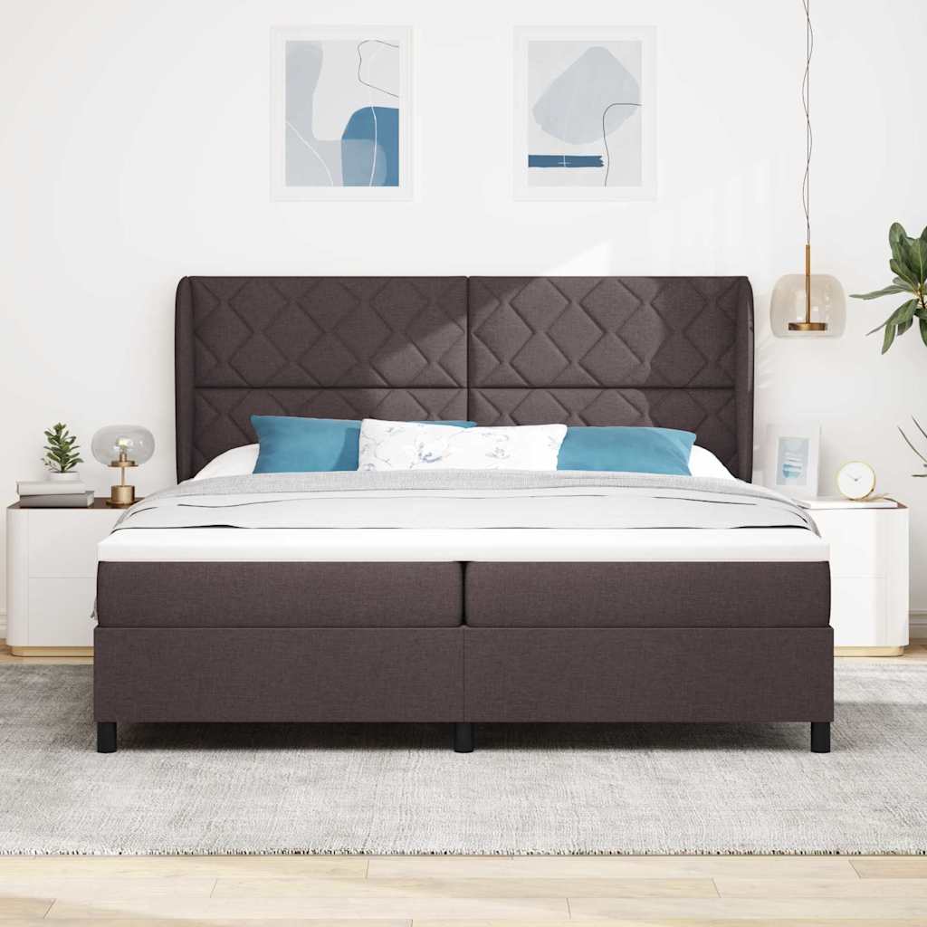 Box spring seng med madras Mørkebrun 200 x 200 cm Stof