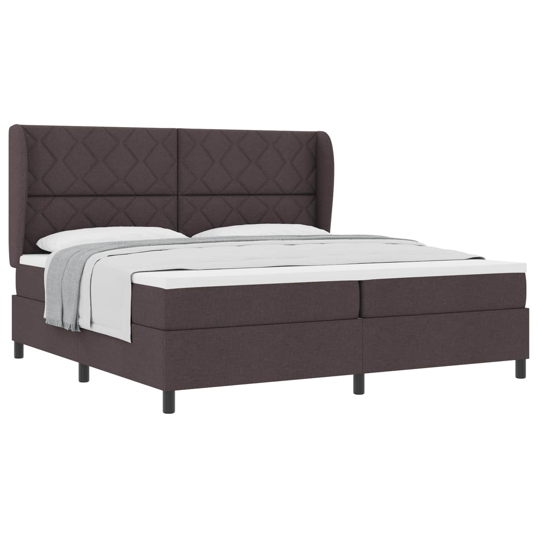 Box spring seng med madras Mørkebrun 200 x 200 cm Stof