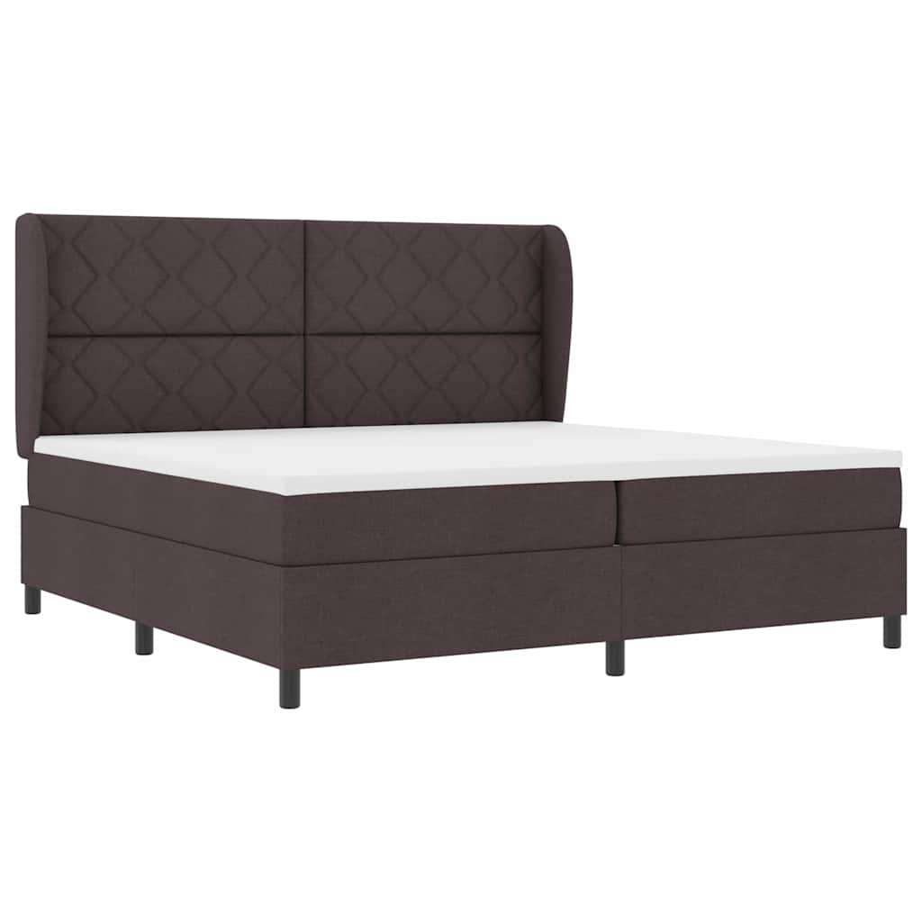 Box spring seng med madras Mørkebrun 200 x 200 cm Stof
